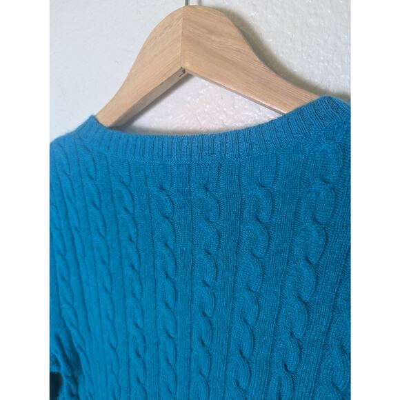 Antonio Melani 100% Cashmere Cable Knit Teal Blue Sweater Women S Preppy Soft - Picture 6 of 12